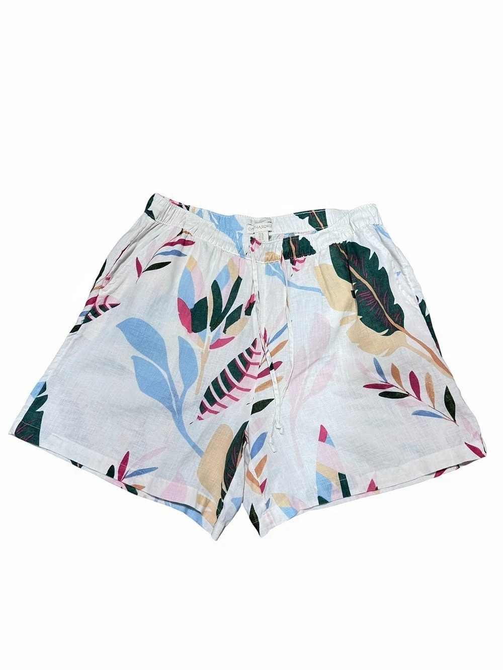 Cynthia Rowley 100% Linen Tropical Print Pull On Shorts Women’s Size 1X